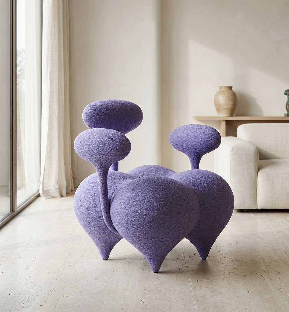 Fauteuil Design Salon Orea — Velours Lavande