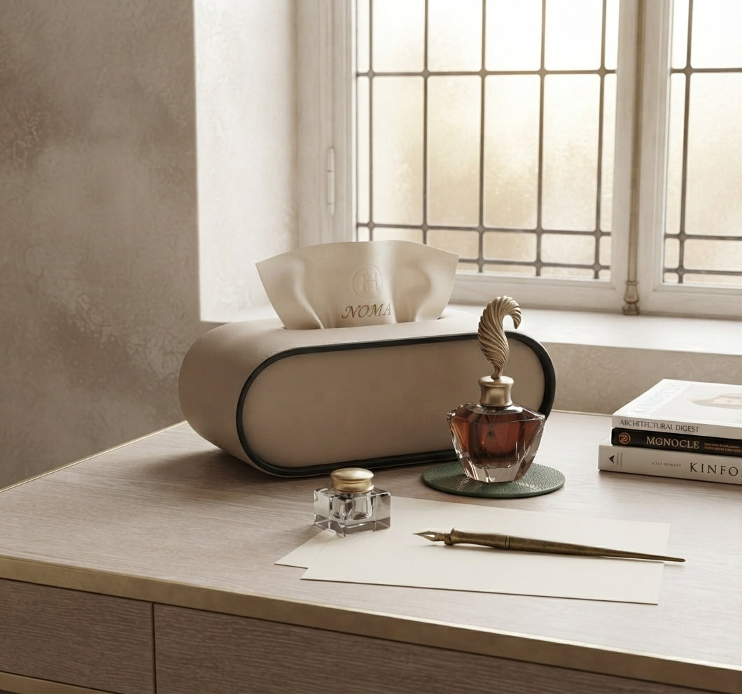 PELLE — Boîte à Mouchoirs Cuir Design Ovale