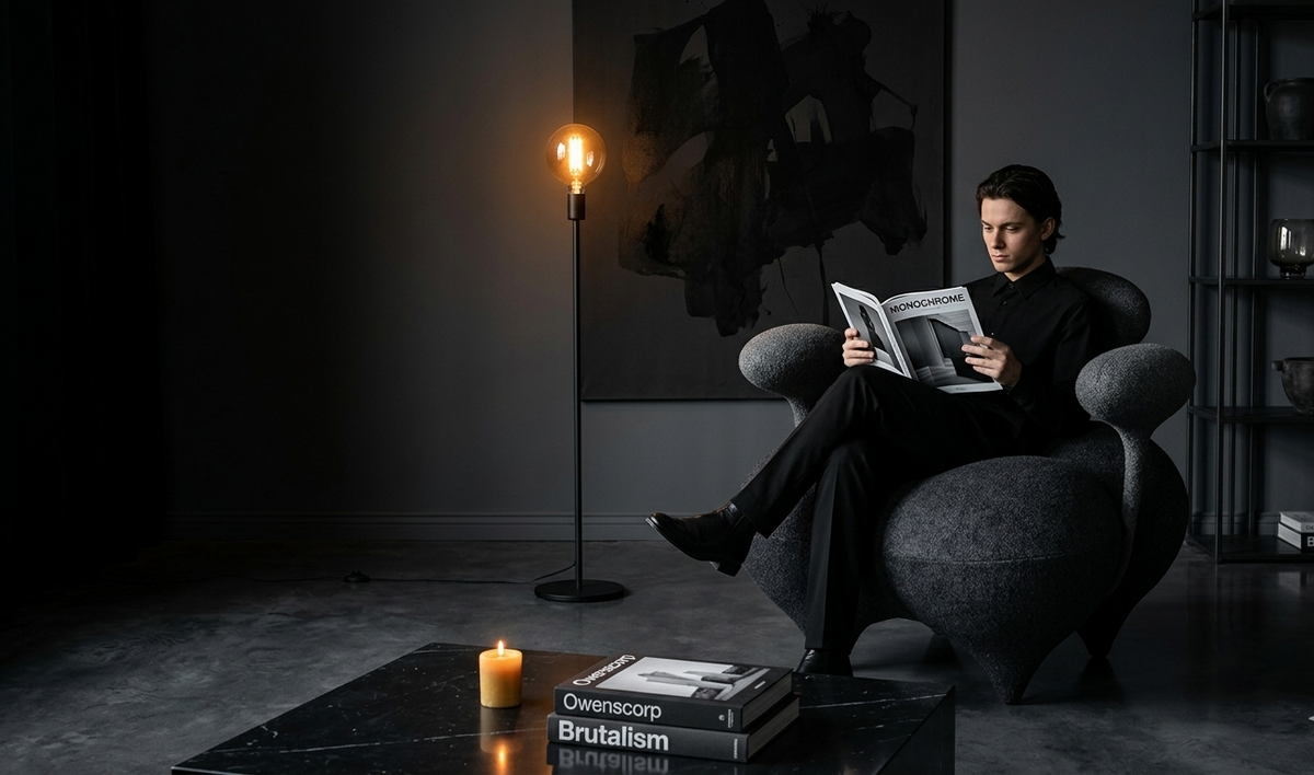 Fauteuil Design Salon Orea — Velours Noir