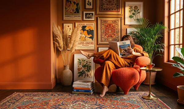 Fauteuil Design Salon Orea — Velours Corail
