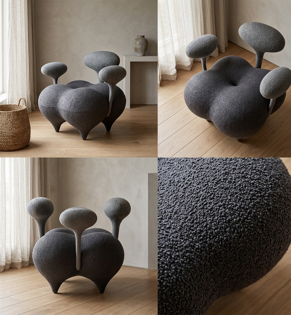 Fauteuil Design Salon Orea — Velours Noir