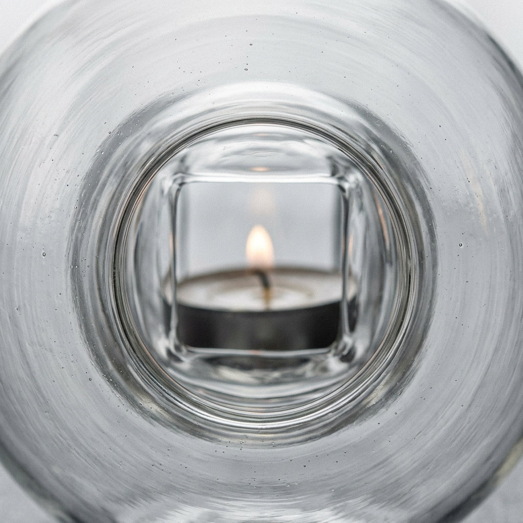 Bougeoir rond en verre, détail