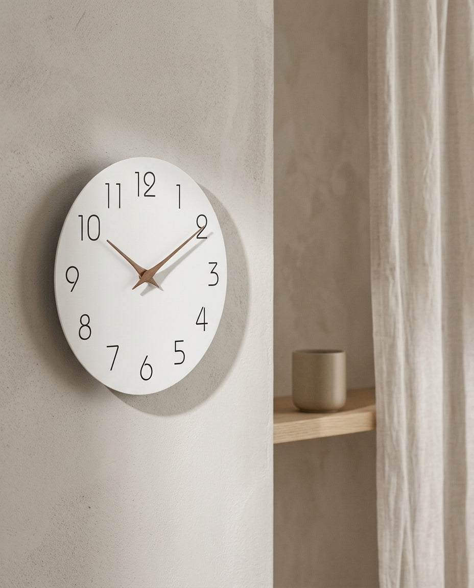 QUIETA — Horloge Murale Silencieuse Sans Tic-Tac en situation