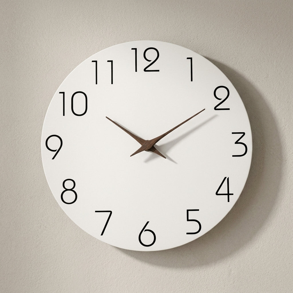 NIVA — Horloge Murale Bois Blanc Minimaliste
