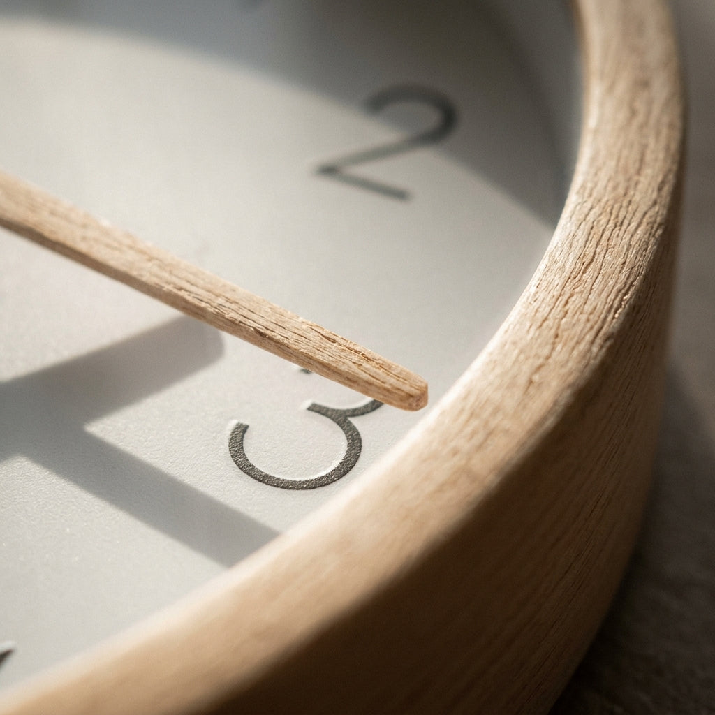 Horloge murale en bois massif simple et moderne, détail