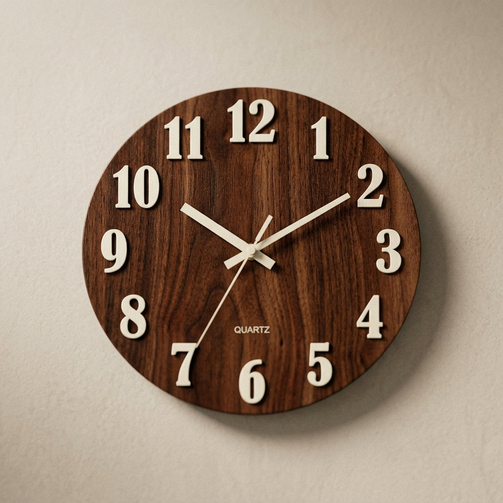 NOCTA — Horloge Murale Bois Aiguilles Lumineuses, détail
