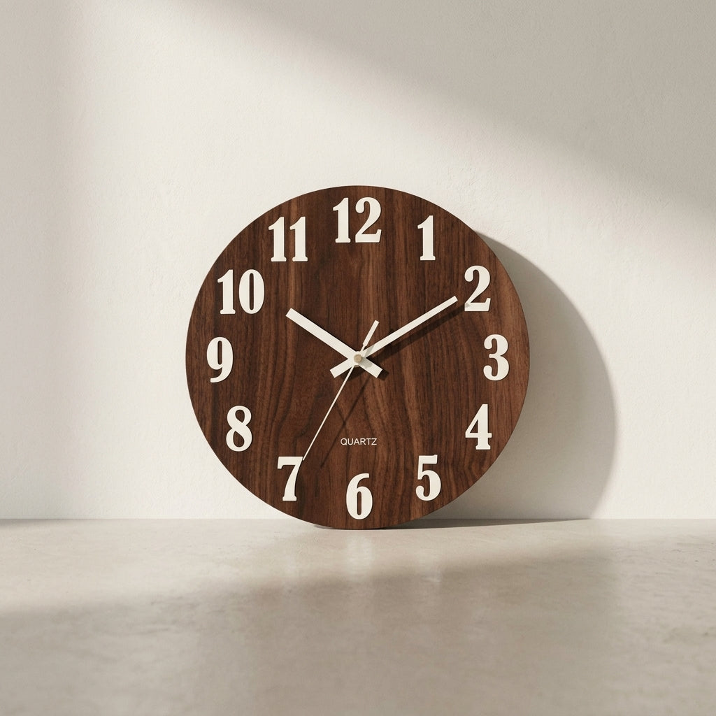 NOCTA — Horloge Murale Bois Aiguilles Lumineuses