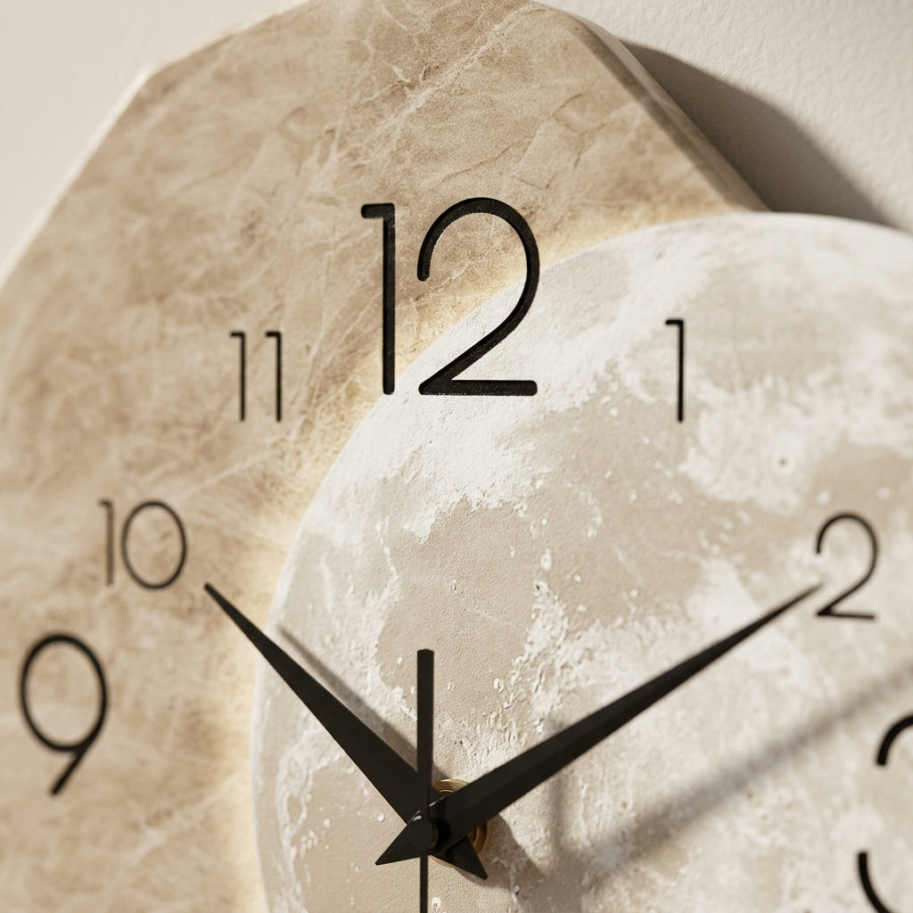 LUNA — Horloge Murale Bois Design Lunaire, détail