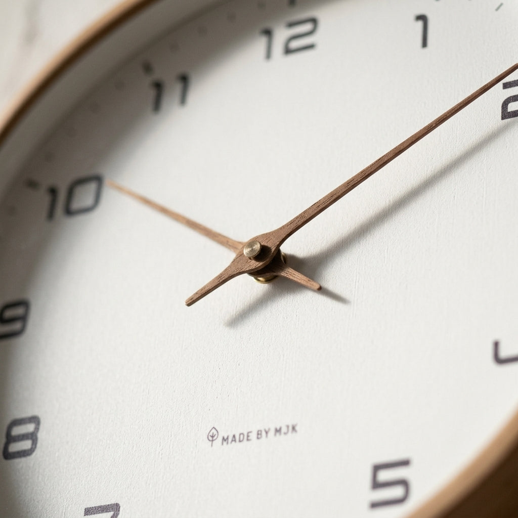 Horloge murale nordique en bois massif, détail