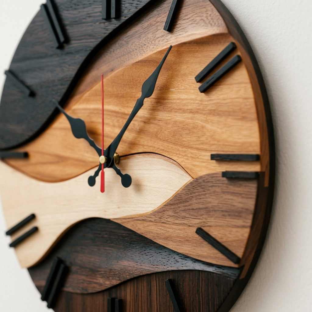 PLANA XL — Horloge Murale Ronde Bois Grand Format, détail