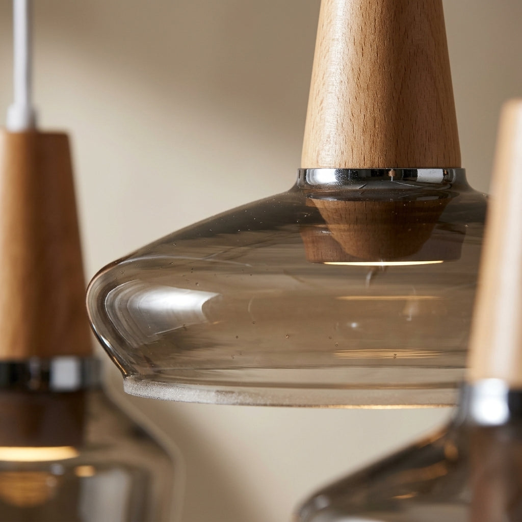 Lampe LED suspendue en verre, détail