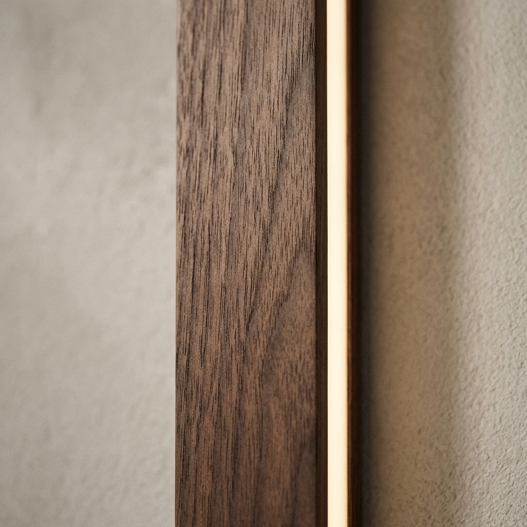 Lampes LED suspendues en bois massif, détail