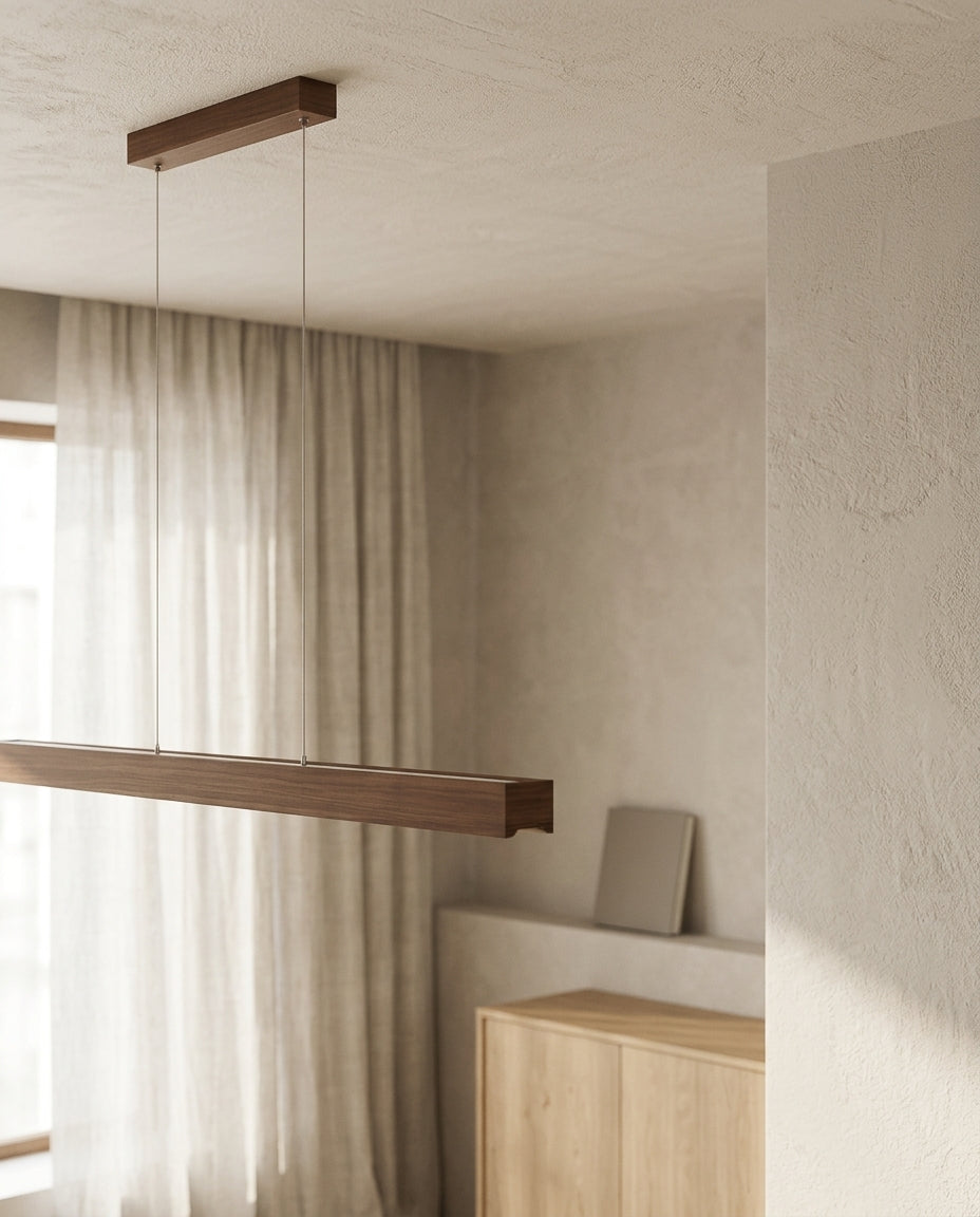 Luminaire suspendu LED bois en situation
