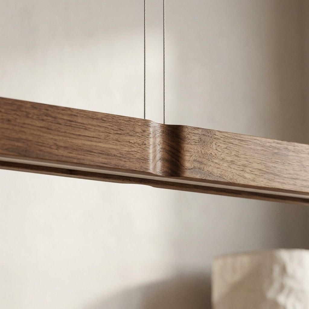Luminaire suspendu LED bois, détail