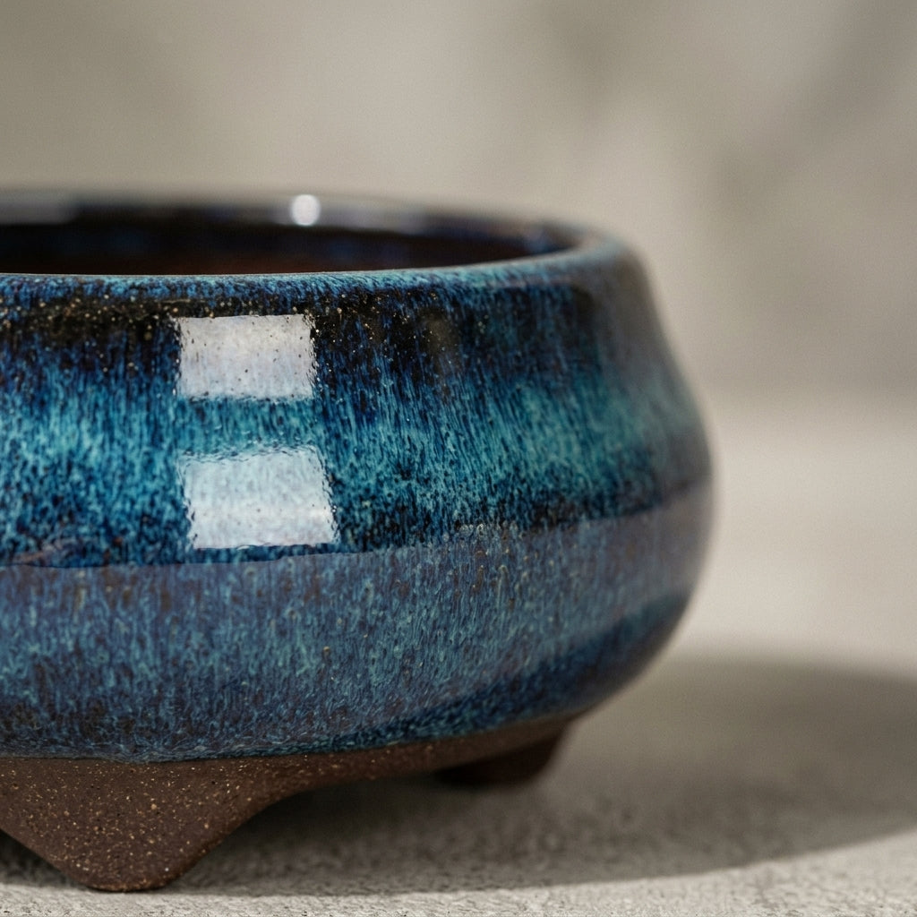 Pot à bonsaï en grès respirant, détail