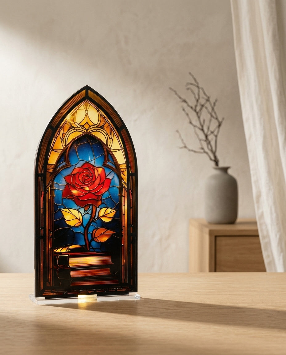 Serre-livre acrylique rose en situation