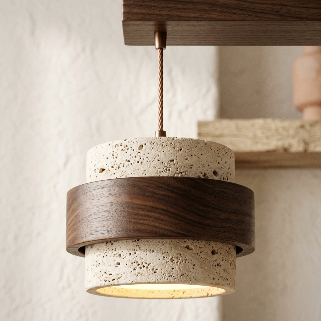 Suspension LED bois, détail