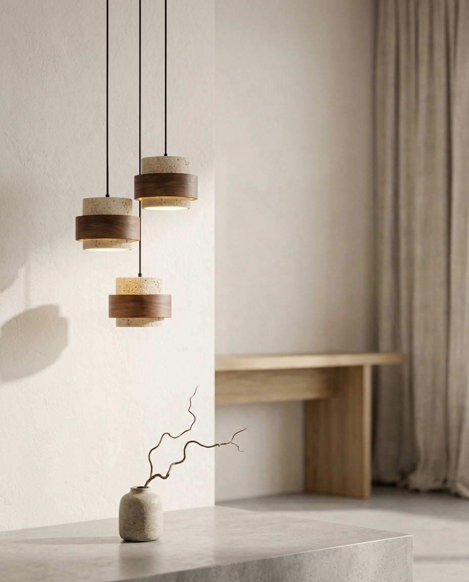 Suspension wabi-sabi en pierre en situation