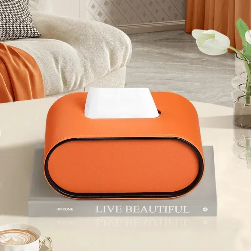 PELLE — Boîte à Mouchoirs Cuir Design Ovale