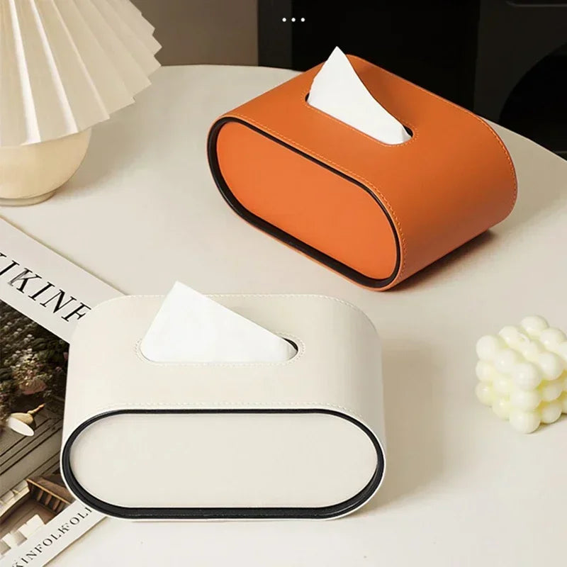 PELLE — Boîte à Mouchoirs Cuir Design Ovale