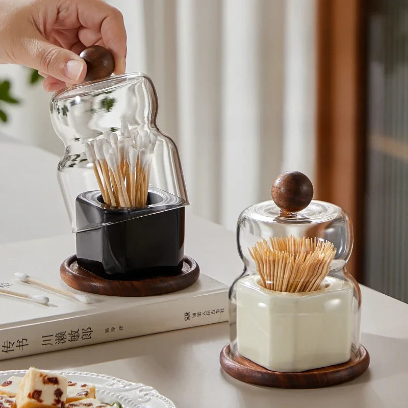 DOMA — Boîte à Coton-Tiges Céramique & Cloche de Verre