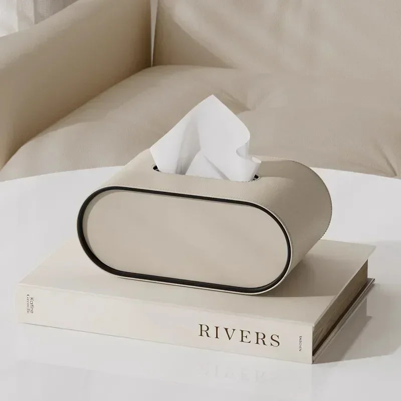 PELLE — Boîte à Mouchoirs Cuir Design Ovale