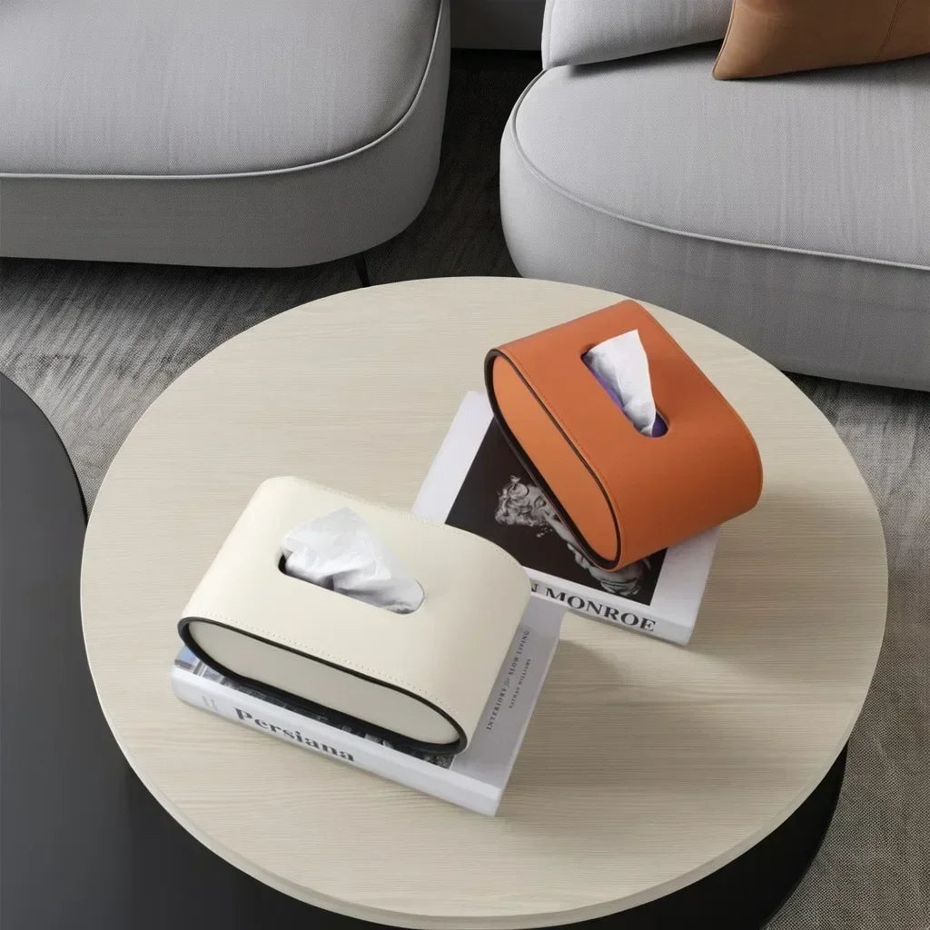 PELLE — Boîte à Mouchoirs Cuir Design Ovale