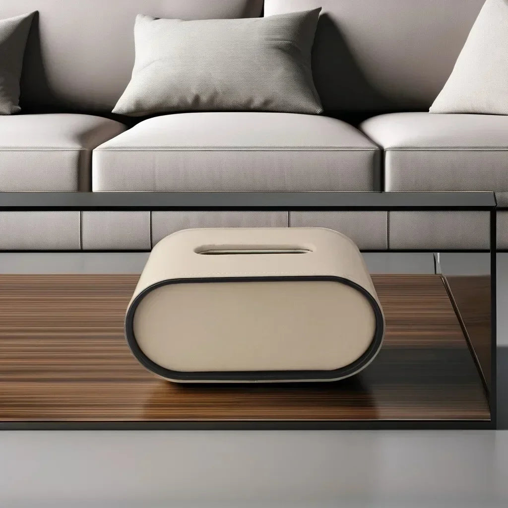 PELLE — Boîte à Mouchoirs Cuir Design Ovale