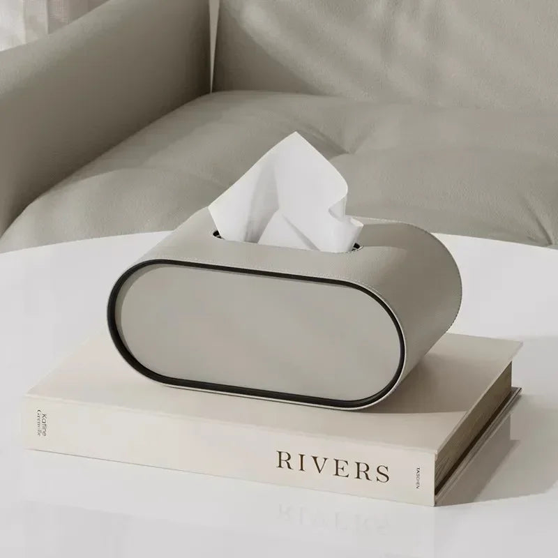 PELLE — Boîte à Mouchoirs Cuir Design Ovale