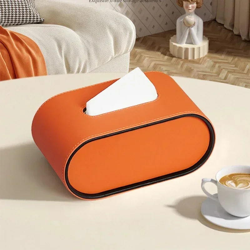 PELLE — Boîte à Mouchoirs Cuir Design Ovale