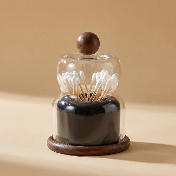 DOMA — Boîte à Coton-Tiges Céramique & Cloche de Verre