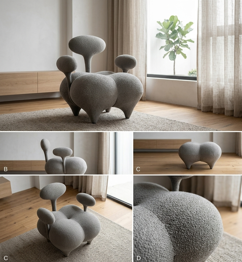 Fauteuil Design Salon Orea — Velours Ivoire