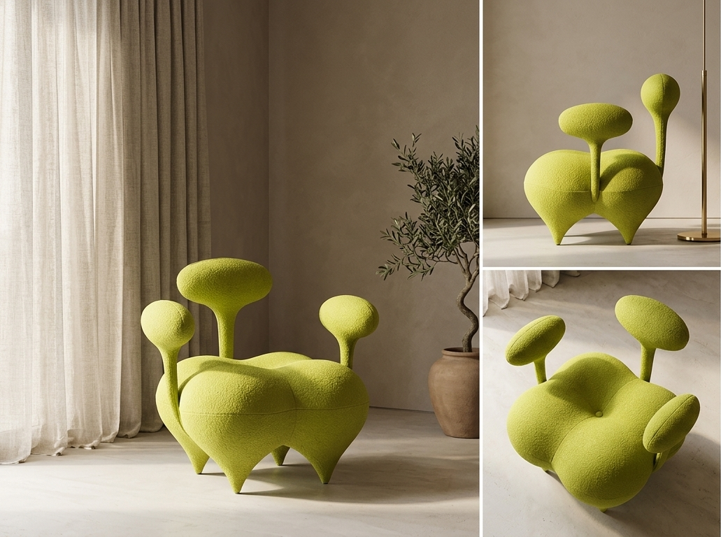 Fauteuil Design Salon Orea — Velours Jaune Citron