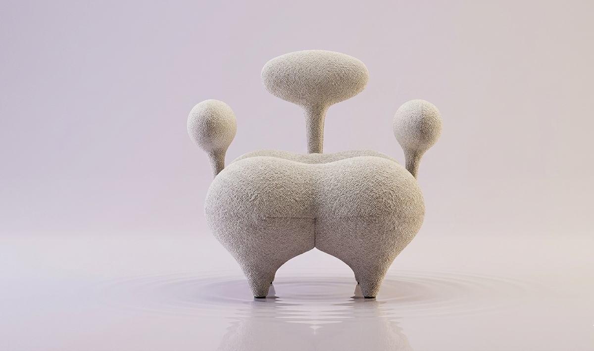 Fauteuil Design Salon Orea — Velours Ivoire