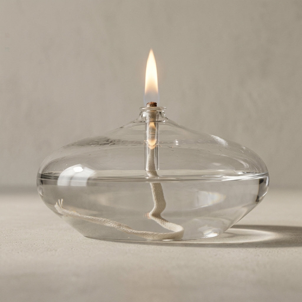 Bougeoir plat en verre transparent fait main