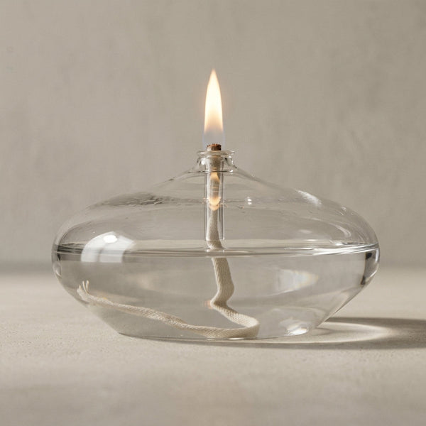 Bougeoir plat en verre transparent fait main
