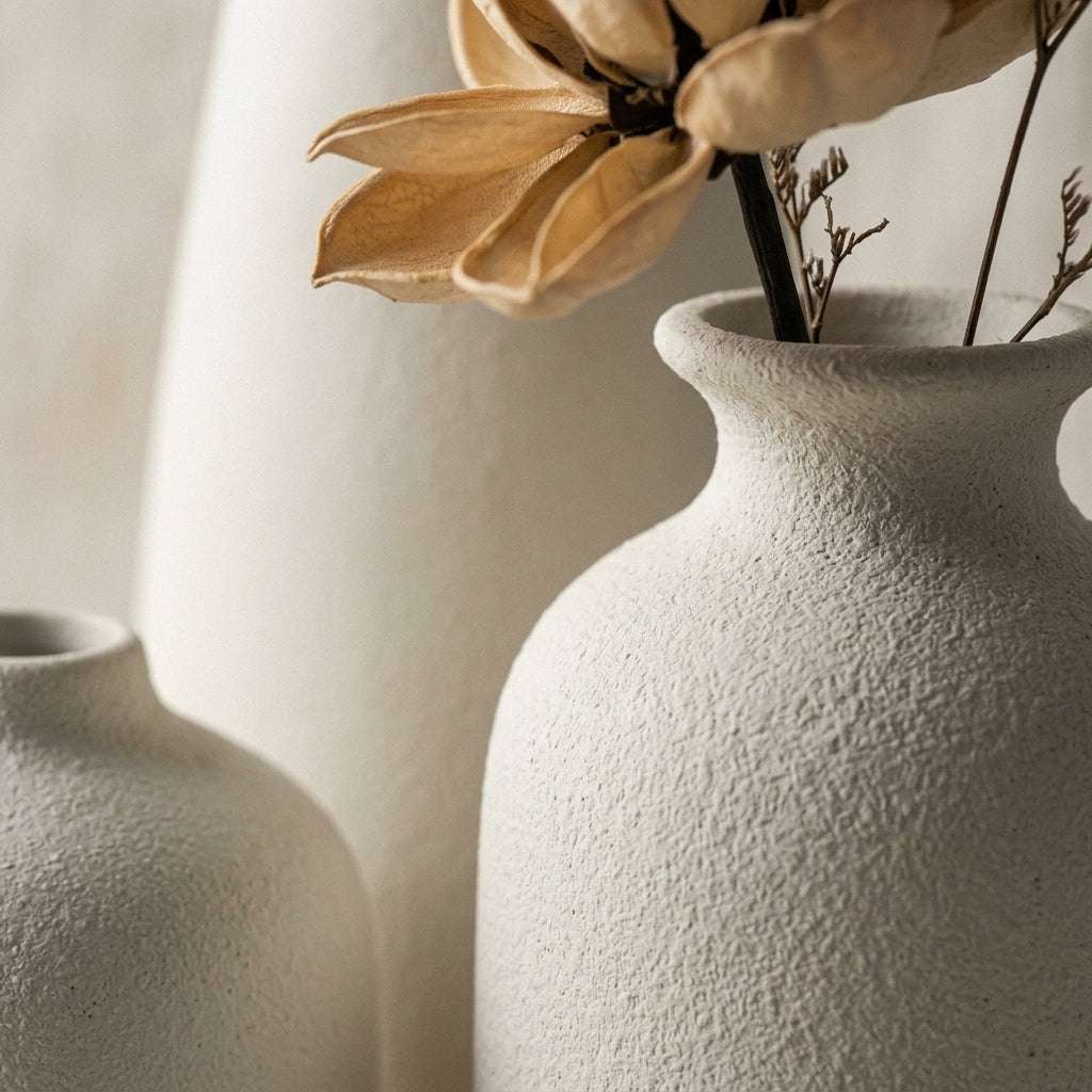 Ensemble de 3 vases en céramique bohème, détail