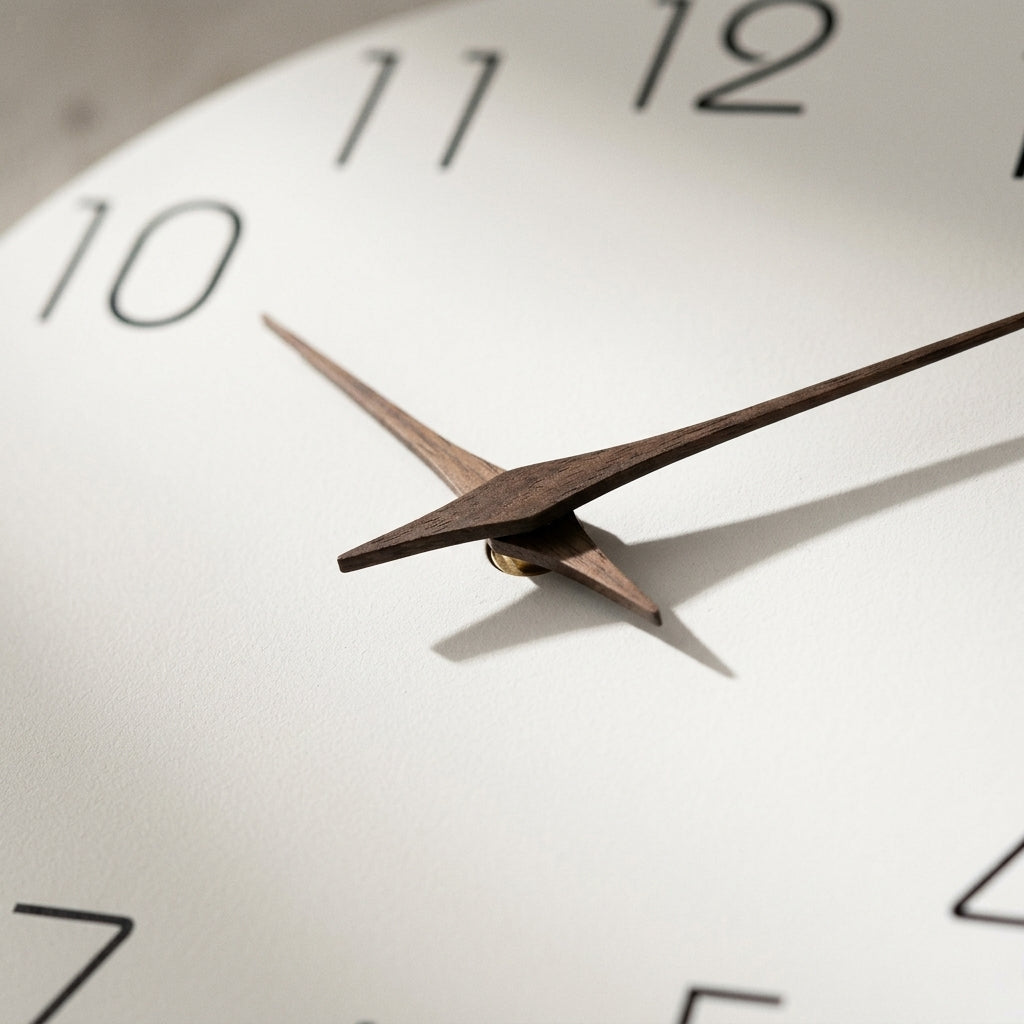 NIVA — Horloge Murale Bois Blanc Minimaliste, détail