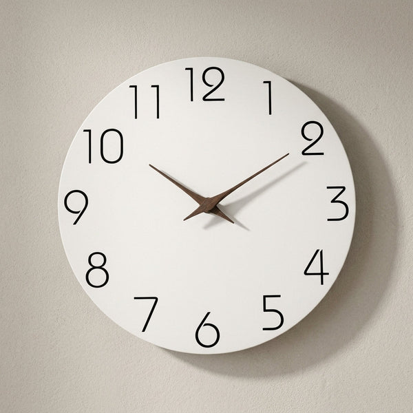 NIVA — Horloge Murale Bois Blanc Minimaliste