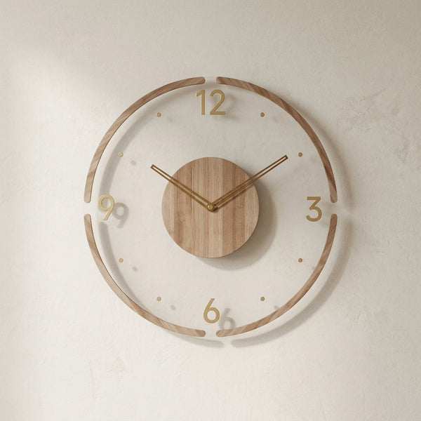 Horloge murale ronde numérique nordique en bois