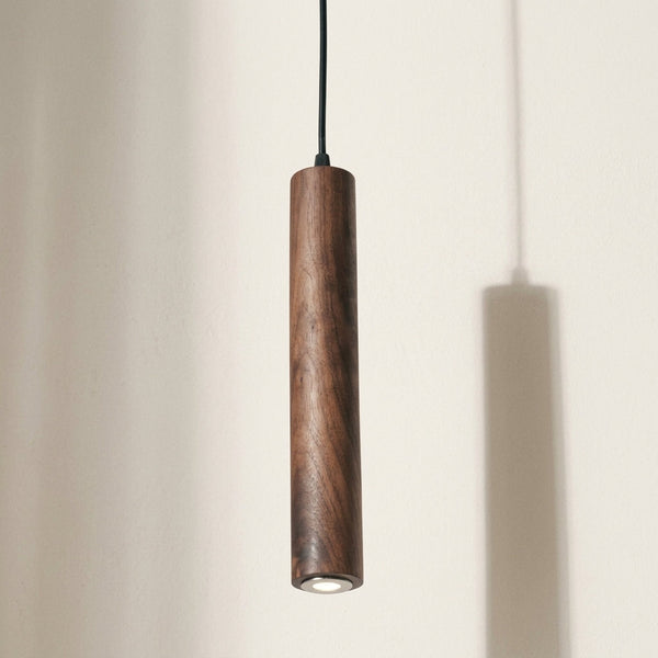 Lampe LED suspendue bois de noyer