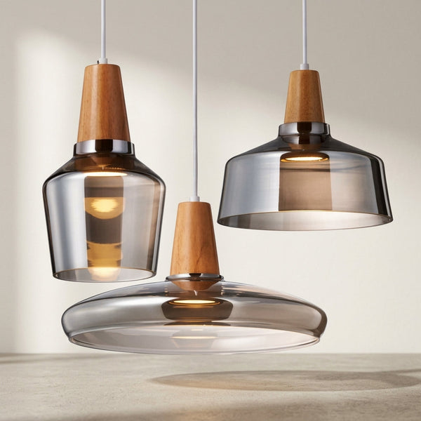 Lampe LED suspendue en verre design rétro