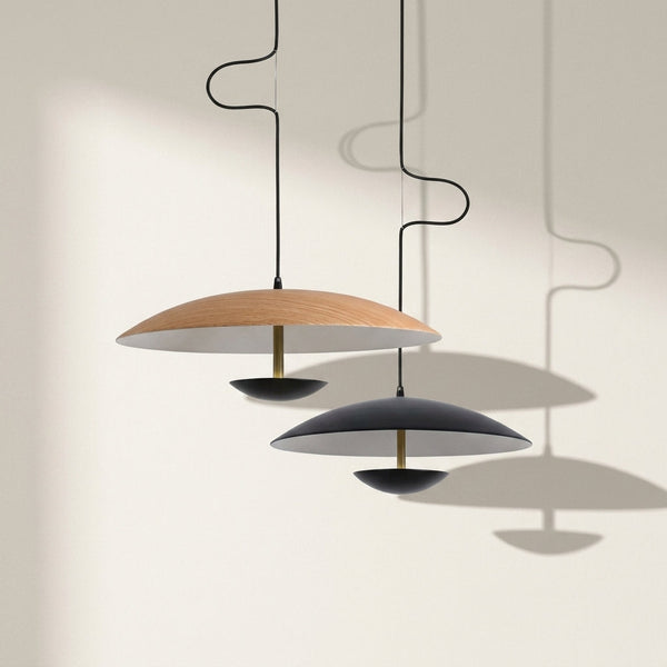 Lampes suspendues LED bois grainé noir