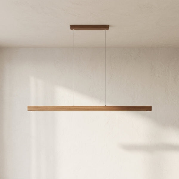 Luminaire suspendu LED bois, lustre long
