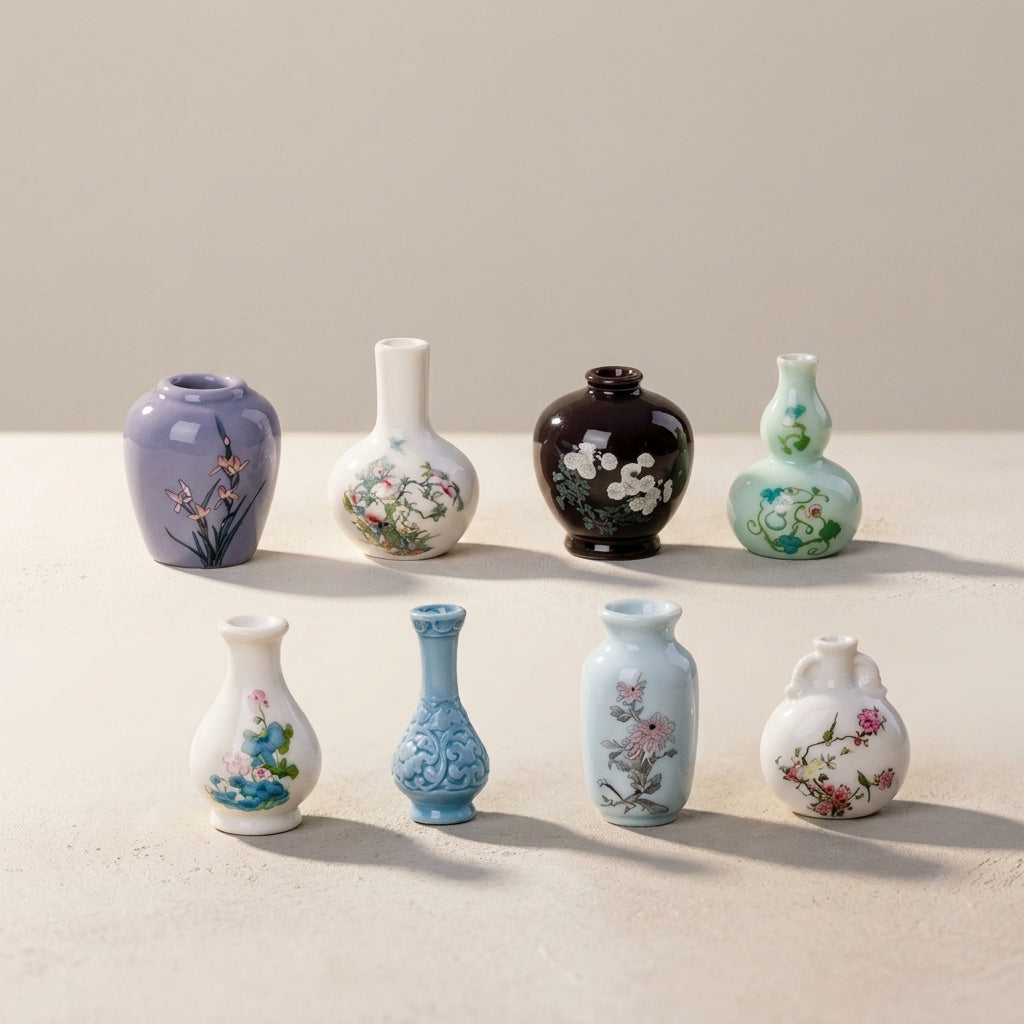Mini-vases en résine aspect porcelaine
