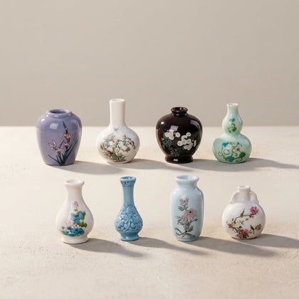 Mini-vases en résine aspect porcelaine
