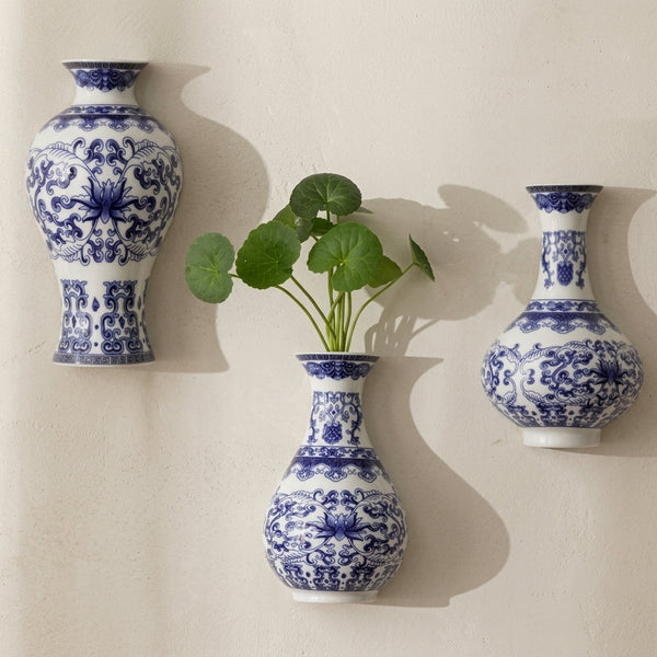 Vase en céramique porcelaine bleue et blanche